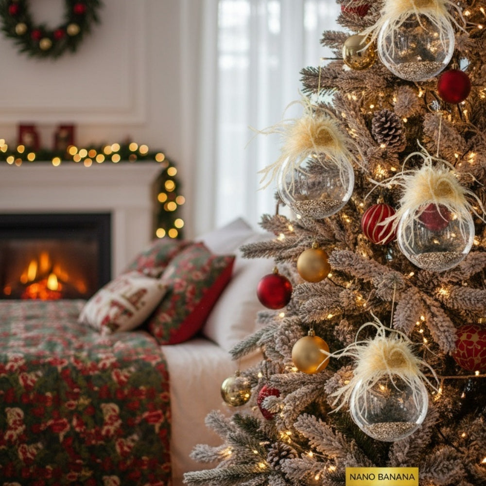 4-Piece 4.7" Hand-Blown Glass Christmas Ornament Set — Luxe Glittered Holiday Balls