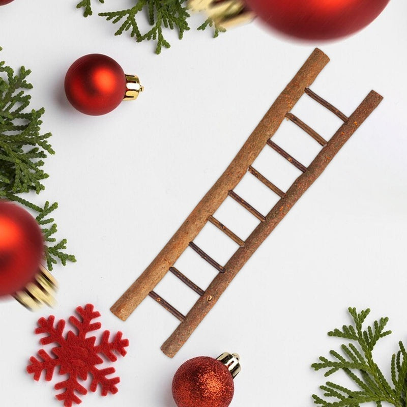 Large Wooden Mini Christmas Ladder — Rustic Farmhouse Ornament for Indoor Holiday Displays (24.5in)