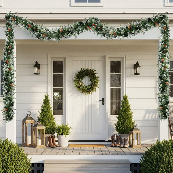 Luxury 9FT Snow-Flocked Pre-Lit Garland (2-Pack)
