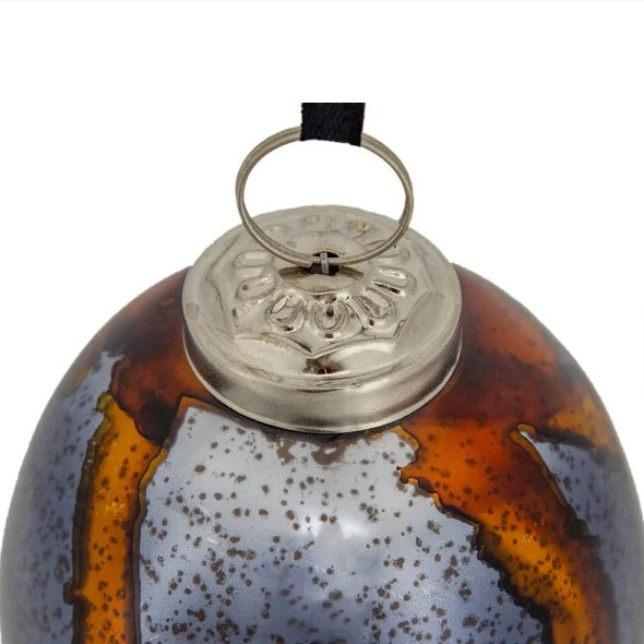 Black & Gold Glass Egg Ornaments — Set of 6 Handcrafted Luxe Baubles (3" × 3" × 4.3")