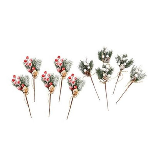 5-Piece Christmas Artificial Berry Branch Set — Floral Picks for Garland, Wreaths & Table Décor (9in)