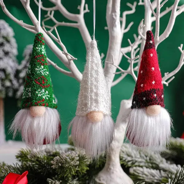 12-Piece Luxury Christmas Gnome Hanging Ornament Set – Plush Tomte Decorations for Trees, Walls & Holiday Displays