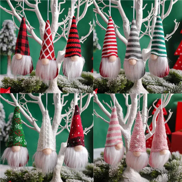 12-Piece Luxury Christmas Gnome Hanging Ornament Set – Plush Tomte Decorations for Trees, Walls & Holiday Displays