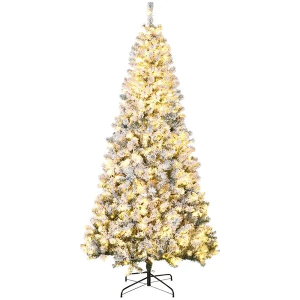 7.5 Ft Snow-Flocked Pre-Lit Christmas Tree with 500 LED Lights