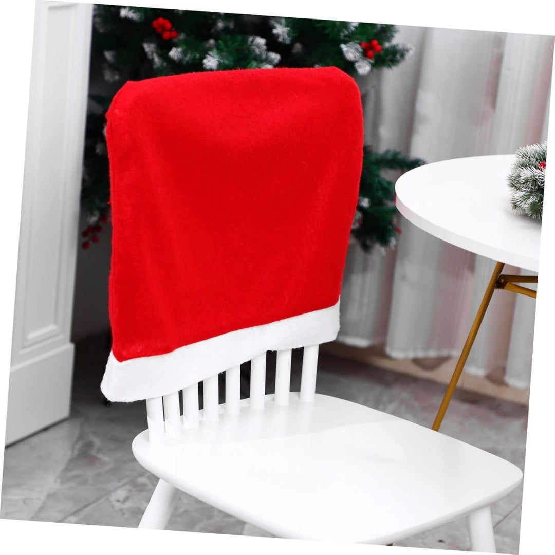 Santa Claus Hat Chair Covers — Classic Christmas Dining Chair Slipcovers (Set)