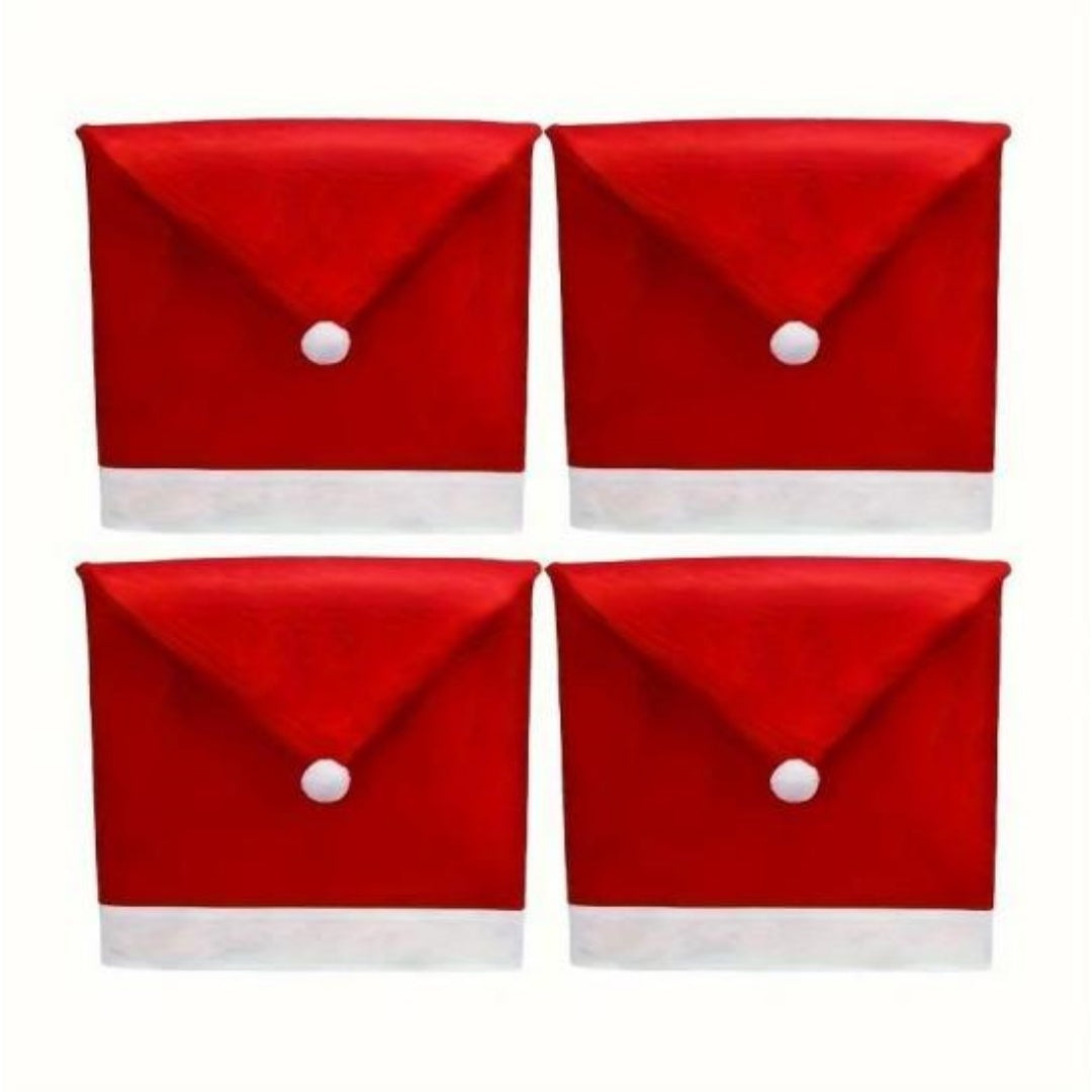 Santa Claus Hat Chair Covers — Classic Christmas Dining Chair Slipcovers (Set)