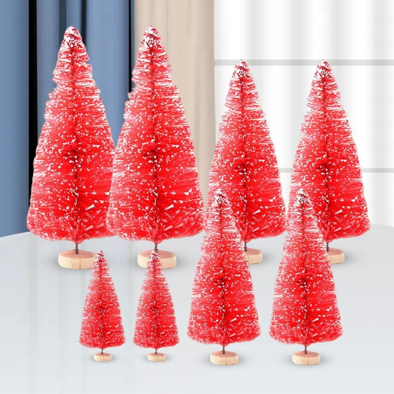 8-Piece Mini Artificial Christmas Trees — Fairy Garden & DIY Holiday Craft Set