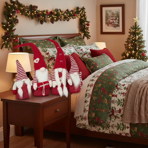 4-Piece Tall Christmas Gnome Family — Premium Red Holiday Display Set for Indoor & Outdoor Decor