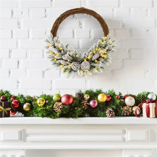 24" Snow-Flocked LED Christmas Wreath – SCG Winter Luxe Edition