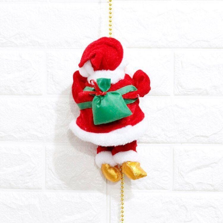 Electric Climbing Santa — Musical Rope Ladder Christmas Decoration (Animated 9in Santa Figure)