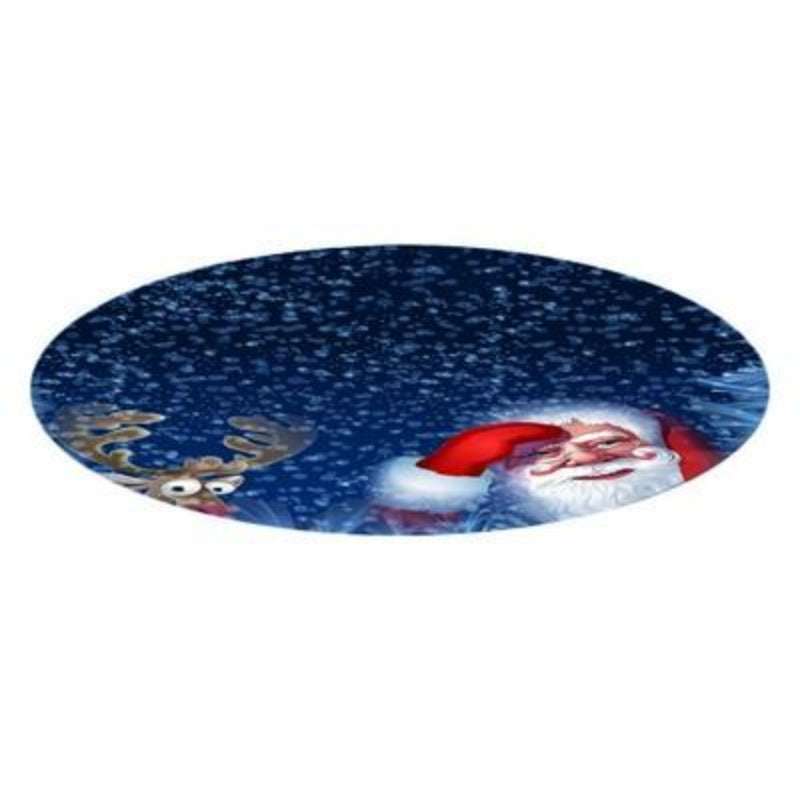Elastic-Edge Christmas Tablecloth — Waterproof Round Cover (Fits Tables up to 47in) – Elk & Santa Claus / Snow Grandpa Designs