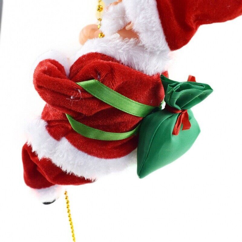 Electric Climbing Santa — Musical Rope Ladder Christmas Decoration (Animated 9in Santa Figure)