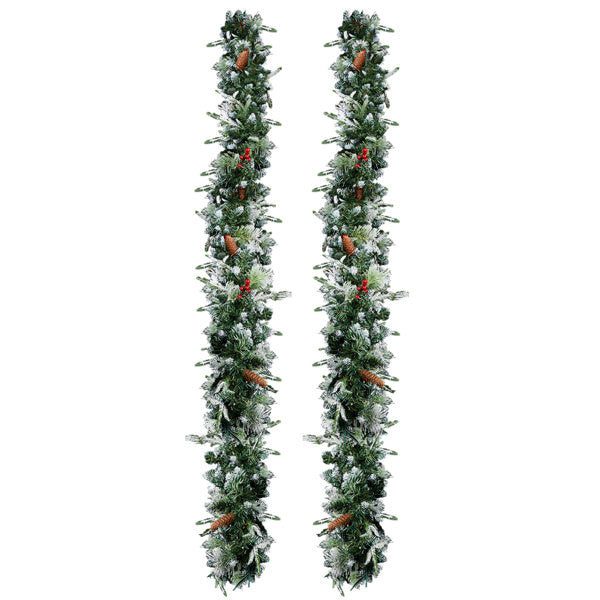 Luxury 9FT Snow-Flocked Pre-Lit Garland (2-Pack)