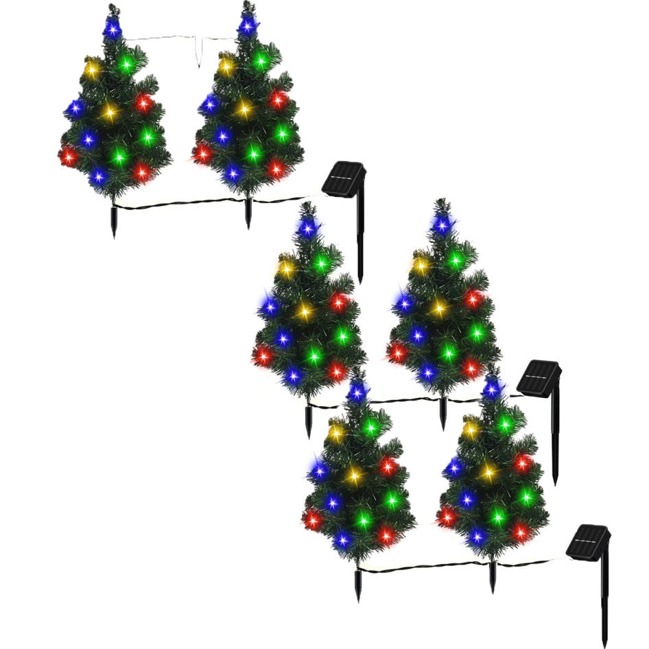 3-Piece Solar Christmas Tree Light Set — Multicolor LED Pathway Trees for Festive Outdoor Holiday Displays