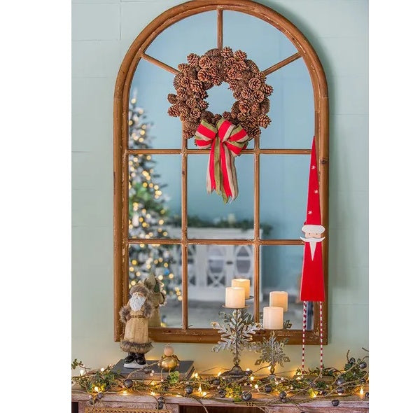 2-Piece Rustic Christmas Gnome Set — Beige & White Ceramic Table Décor (14in Tall Holiday Ornaments)