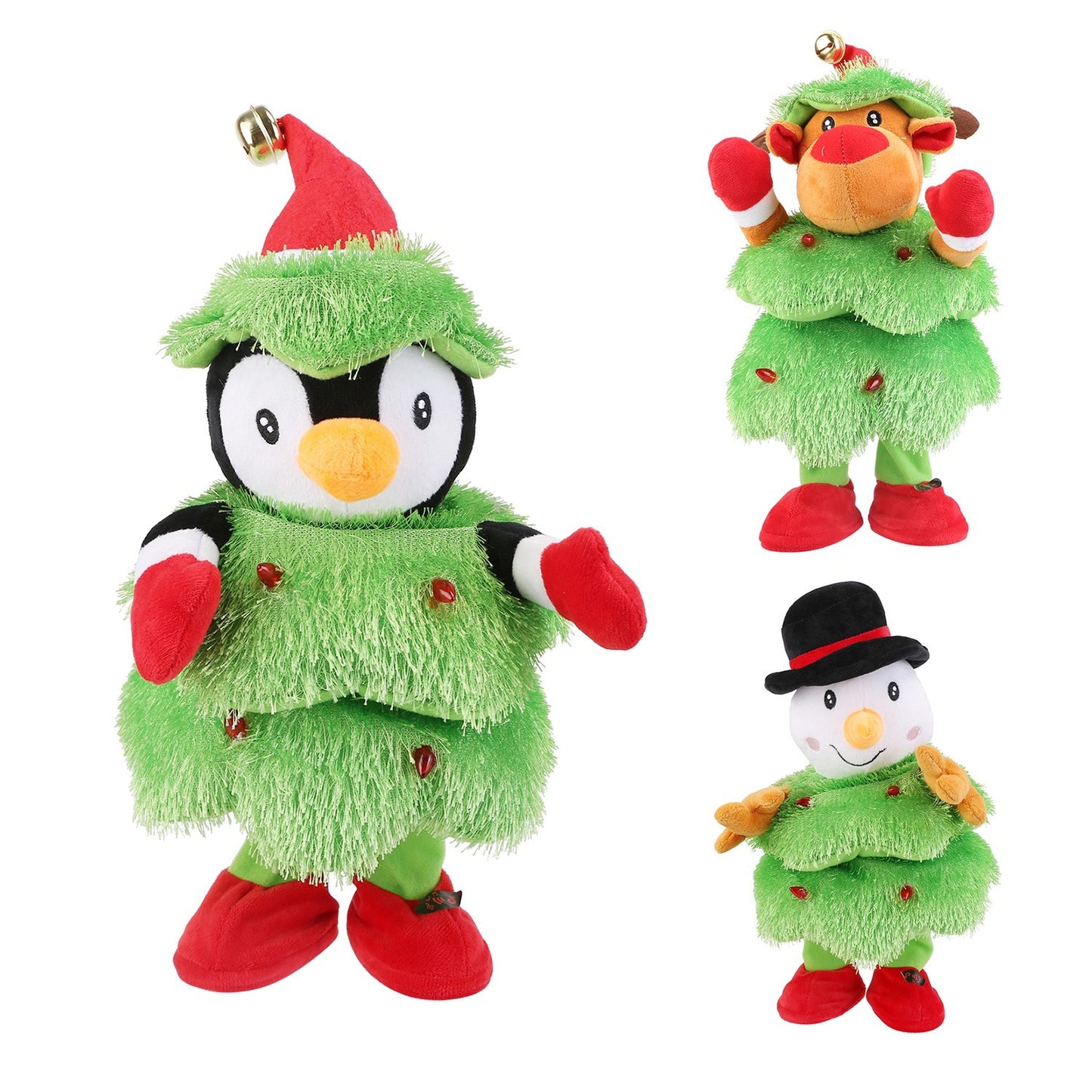 Electric Dancing & Singing Christmas Plush — Elk / Penguin / Snowman (Repeating, Dancing, Light-Up Toy)