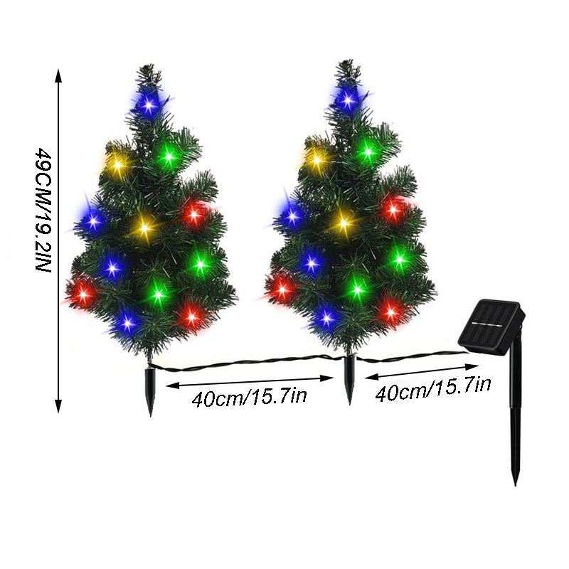2-Pack Solar Christmas Pathway Trees – Multicolor LED Holiday Lights