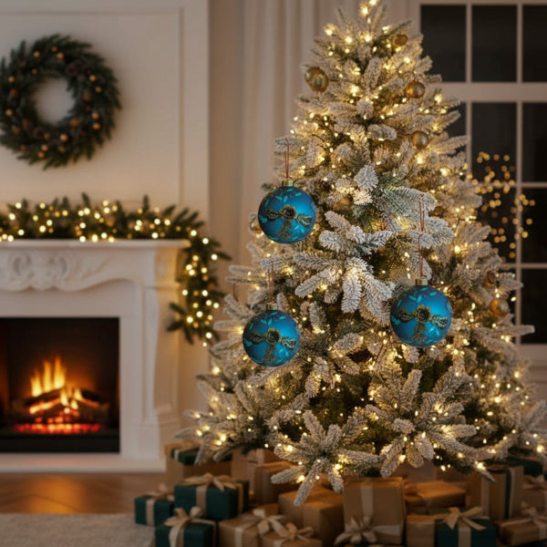 4-Piece Deep Blue Glass Ornament Set — Hand-Finished Shine for Elegant Holiday Trees