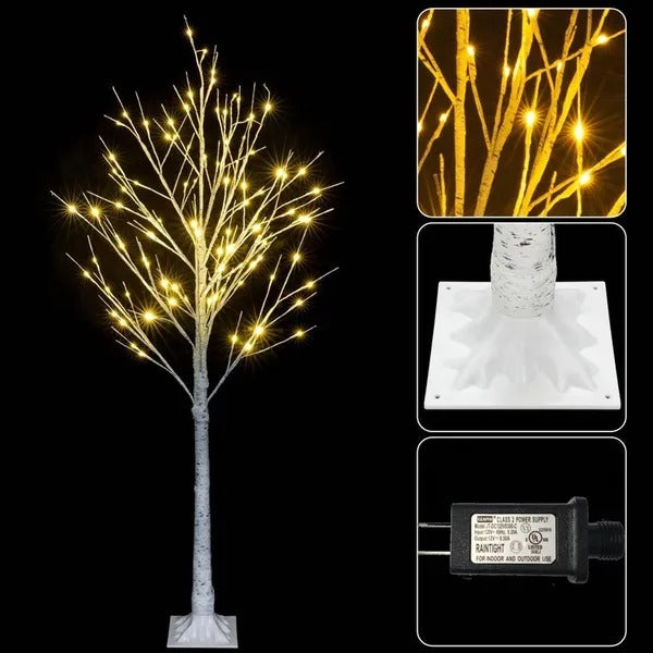 4-Foot Snowflake LED Pine — Soft-Glow Christmas Tree With 48 Lights for Elegant Holiday Decor