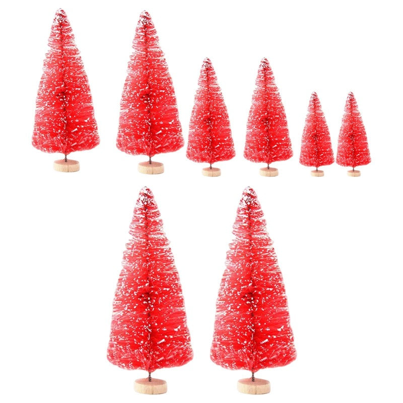 8-Piece Mini Artificial Christmas Trees — Fairy Garden & DIY Holiday Craft Set