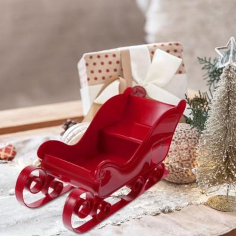 Red Santa Sleigh — Christmas Fireplace Collectible & Holiday Display Accent