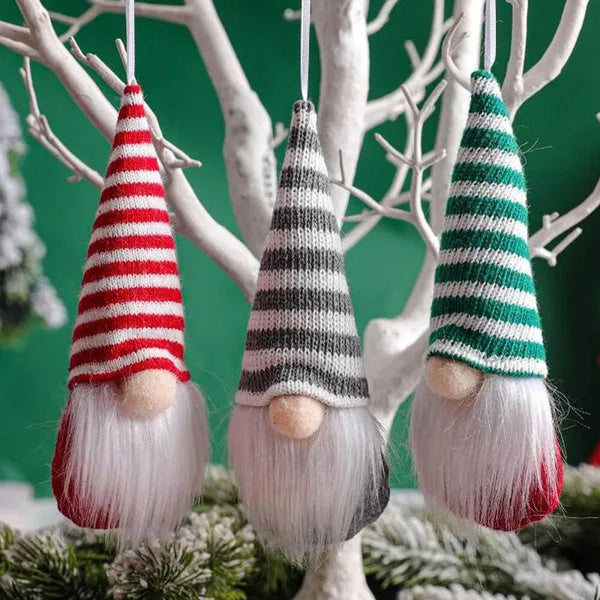 12-Piece Luxury Christmas Gnome Hanging Ornament Set – Plush Tomte Decorations for Trees, Walls & Holiday Displays