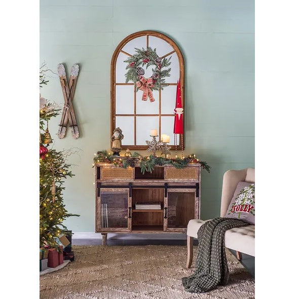 2-Piece Rustic Christmas Gnome Set — Beige & White Ceramic Table Décor (14in Tall Holiday Ornaments)