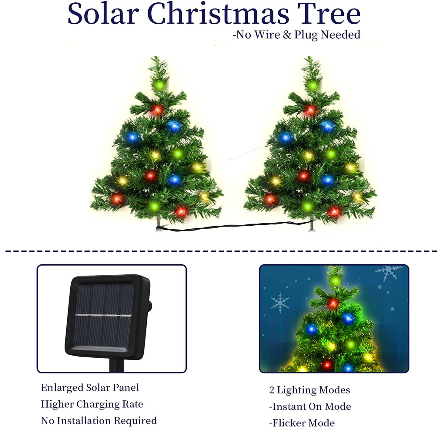 2-Pack Solar Christmas Pathway Trees – Multicolor LED Holiday Lights
