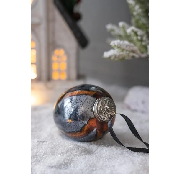 Black & Gold Glass Egg Ornaments — Set of 6 Handcrafted Luxe Baubles (3" × 3" × 4.3")