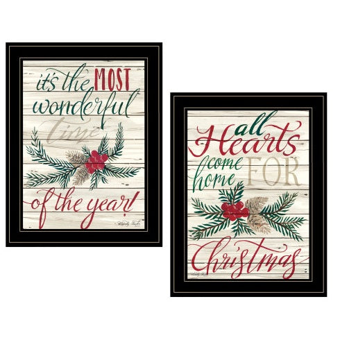 “All Hearts Come Home for Christmas” – 2-Piece Framed Wall Art Set (Ready to Hang)