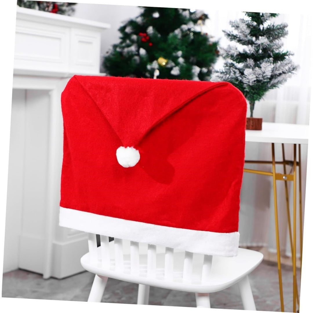Santa Claus Hat Chair Covers — Classic Christmas Dining Chair Slipcovers (Set)