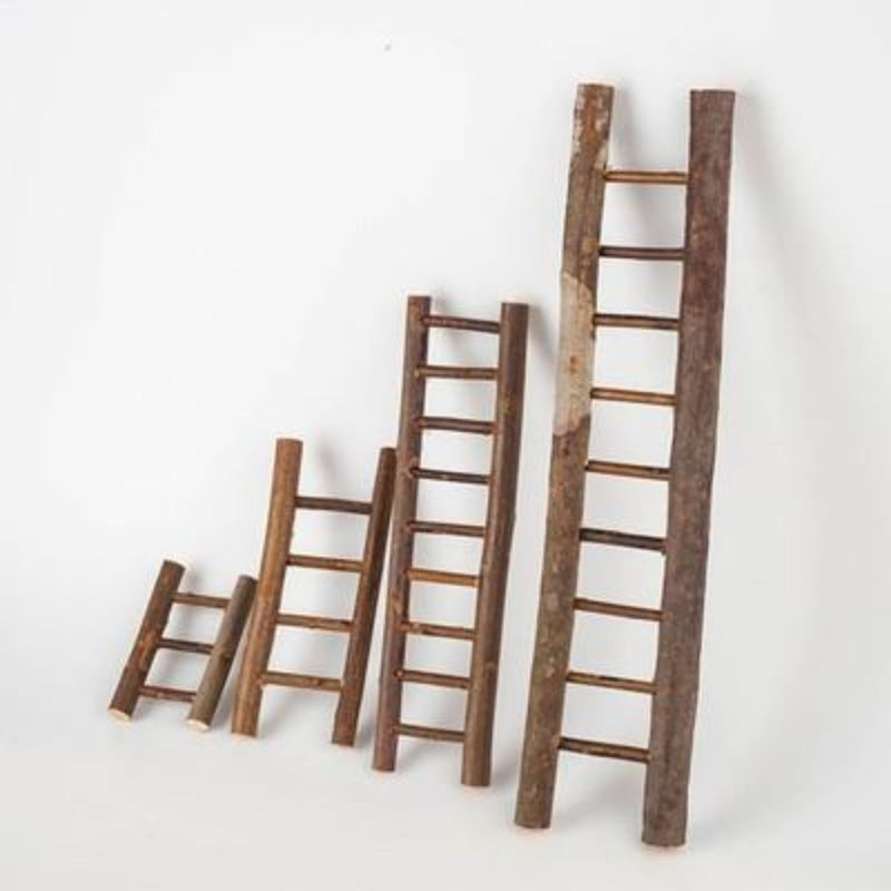 Large Wooden Mini Christmas Ladder — Rustic Farmhouse Ornament for Indoor Holiday Displays (24.5in)