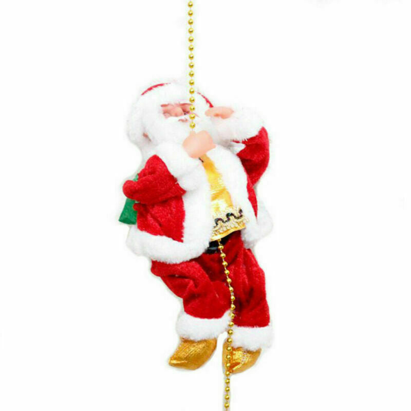Electric Climbing Santa — Musical Rope Ladder Christmas Decoration (Animated 9in Santa Figure)