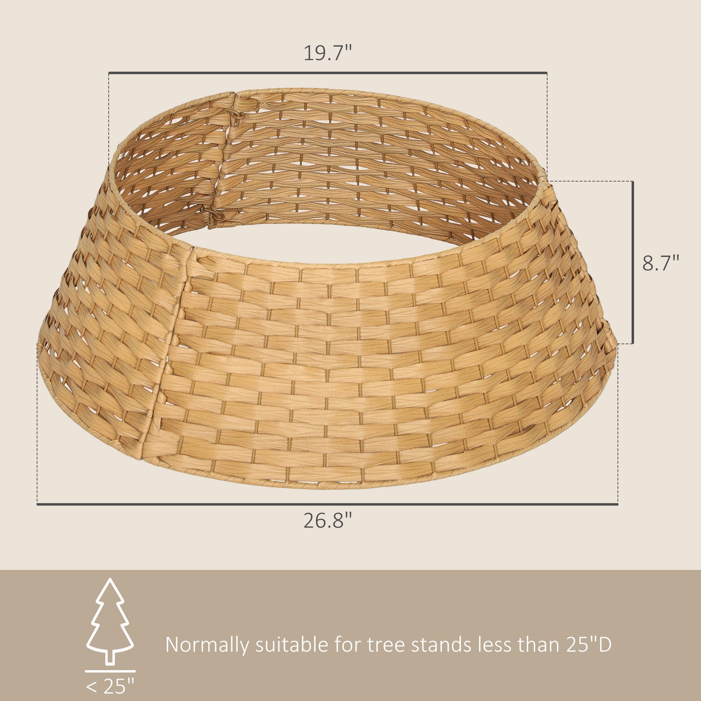 27-Inch Rustic Woven Christmas Tree Collar — Natural Handcrafted Look for Elevated Holiday Decor