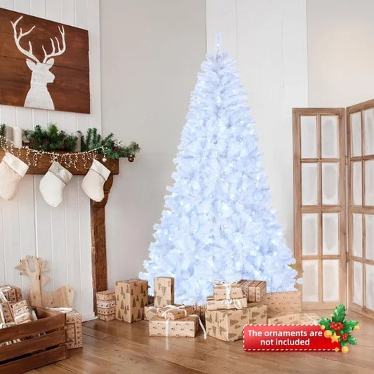 7FT Cool-Glow White Christmas Tree — 1346 Branch Tips, 500 LED Lights, 8 Lighting Modes, Automatic Lift Structure
