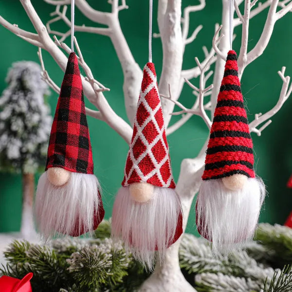 12-Piece Luxury Christmas Gnome Hanging Ornament Set – Plush Tomte Decorations for Trees, Walls & Holiday Displays