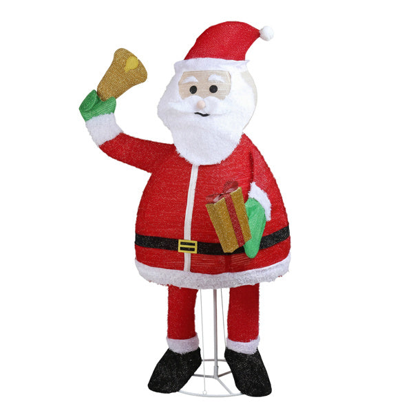6FT Lighted Santa Claus Holding Bell – 200 LEDs, Pull-Up Holiday Display