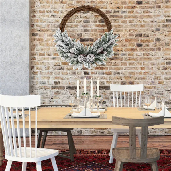 24" Snow-Flocked LED Christmas Wreath – SCG Winter Luxe Edition