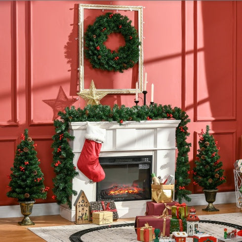 SCG 4-Piece Pre-Lit Holiday Set – Wreath, Garland & 2 Entrance Trees