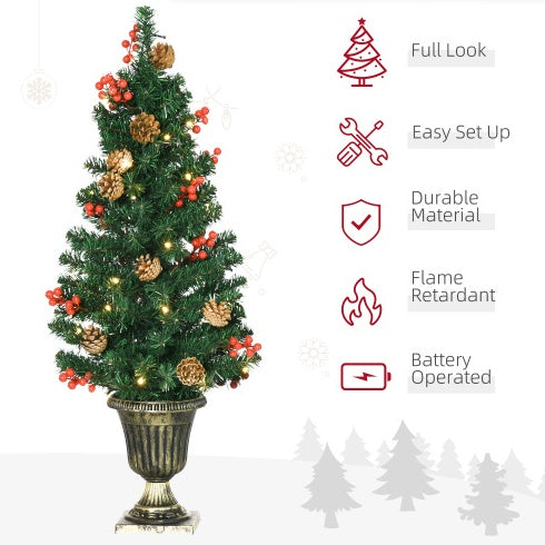SCG 4-Piece Pre-Lit Holiday Set – Wreath, Garland & 2 Entrance Trees