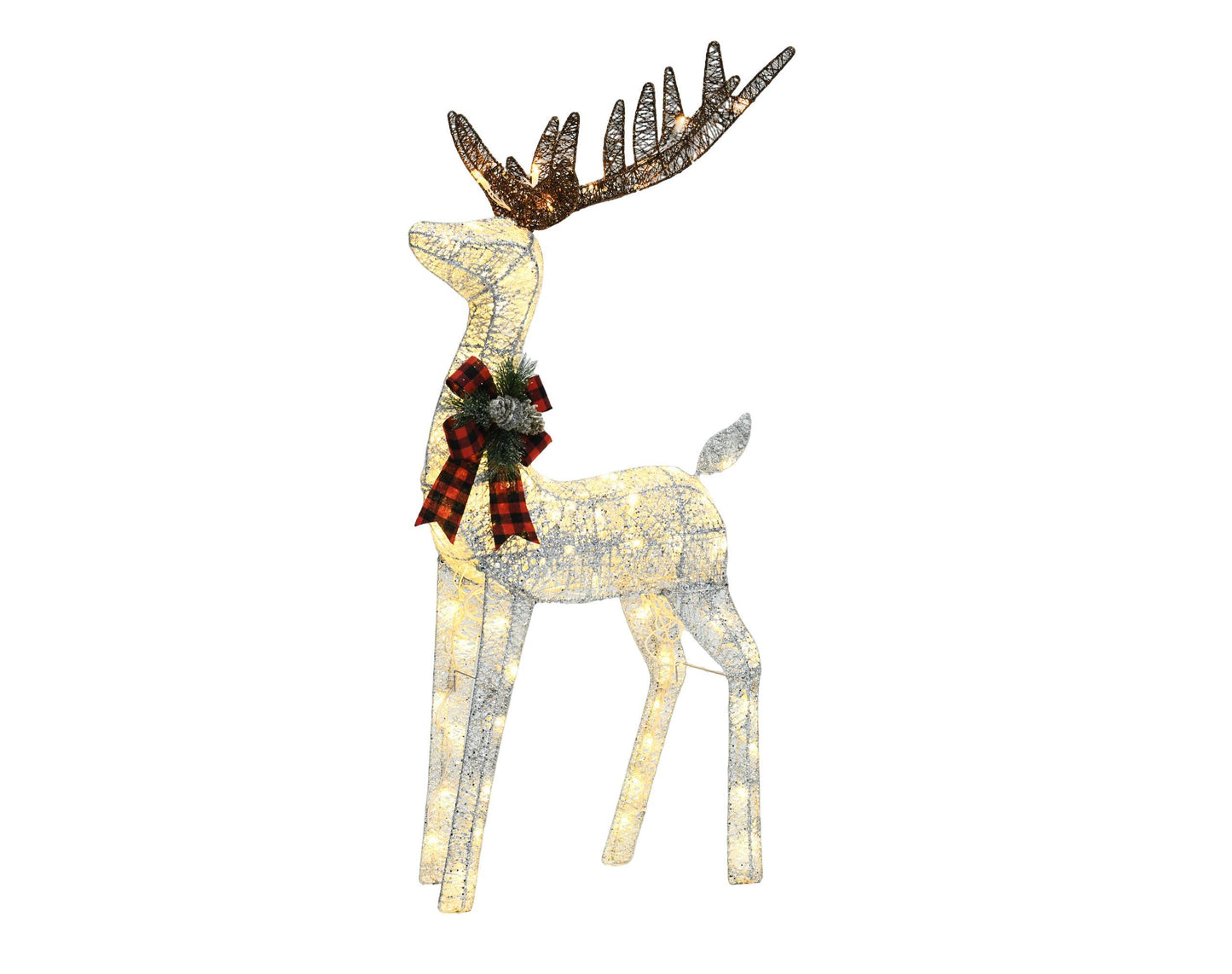 48" Lighted Reindeer & 38" Sleigh Set – Warm White LEDs, Indoor/Outdoor Christmas Display