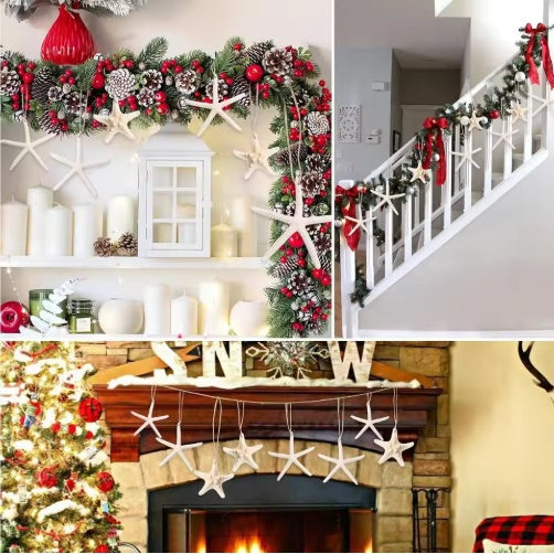 15-Piece Natural Starfish Christmas Ornaments — Coastal Holiday Tree Décor