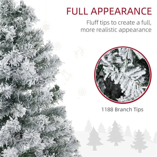 7.5 Ft Snow-Flocked Pre-Lit Christmas Tree with 500 LED Lights