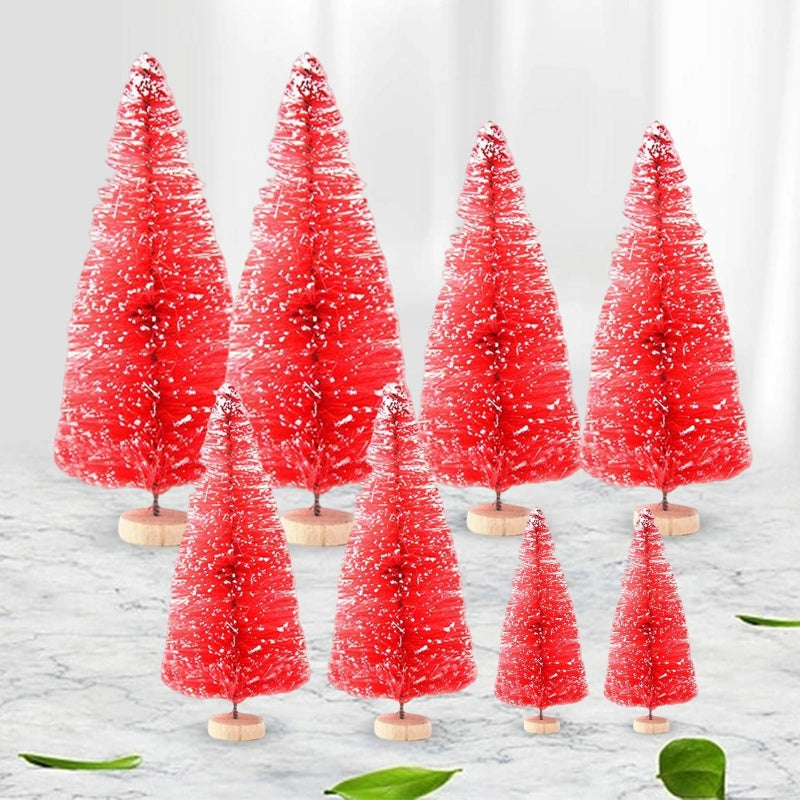 8-Piece Mini Artificial Christmas Trees — Fairy Garden & DIY Holiday Craft Set