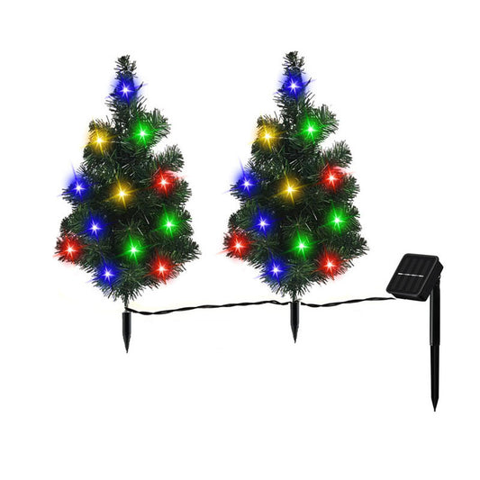 2-Pack Solar Christmas Pathway Trees – Multicolor LED Holiday Lights