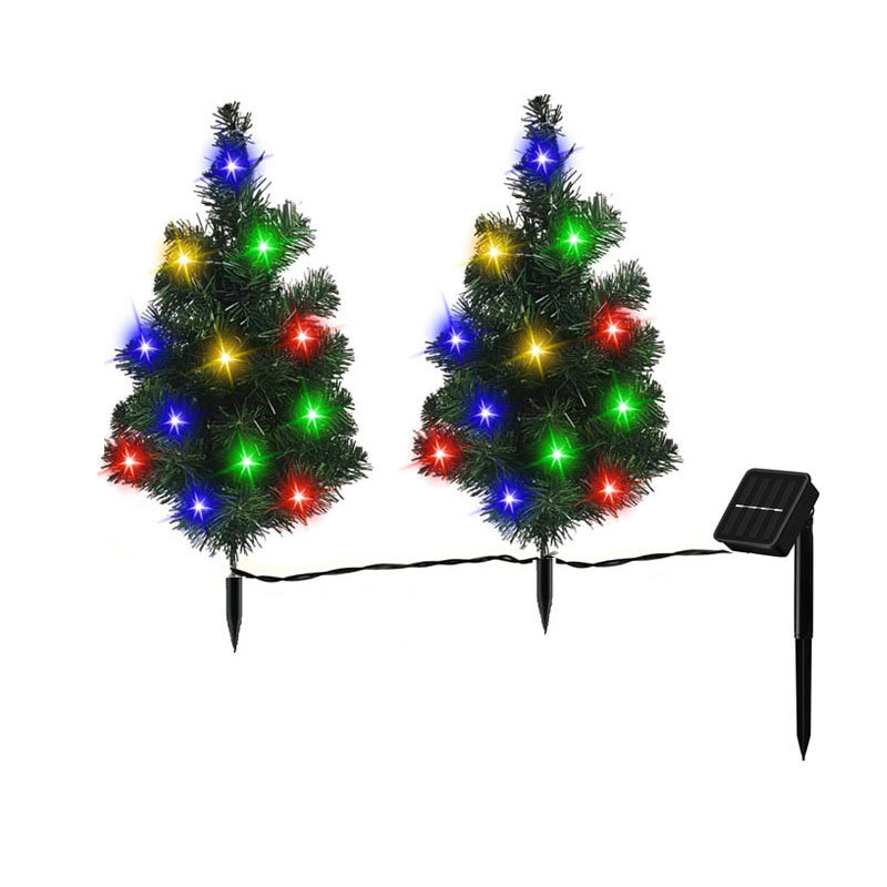2-Pack Solar Christmas Pathway Trees – Multicolor LED Holiday Lights