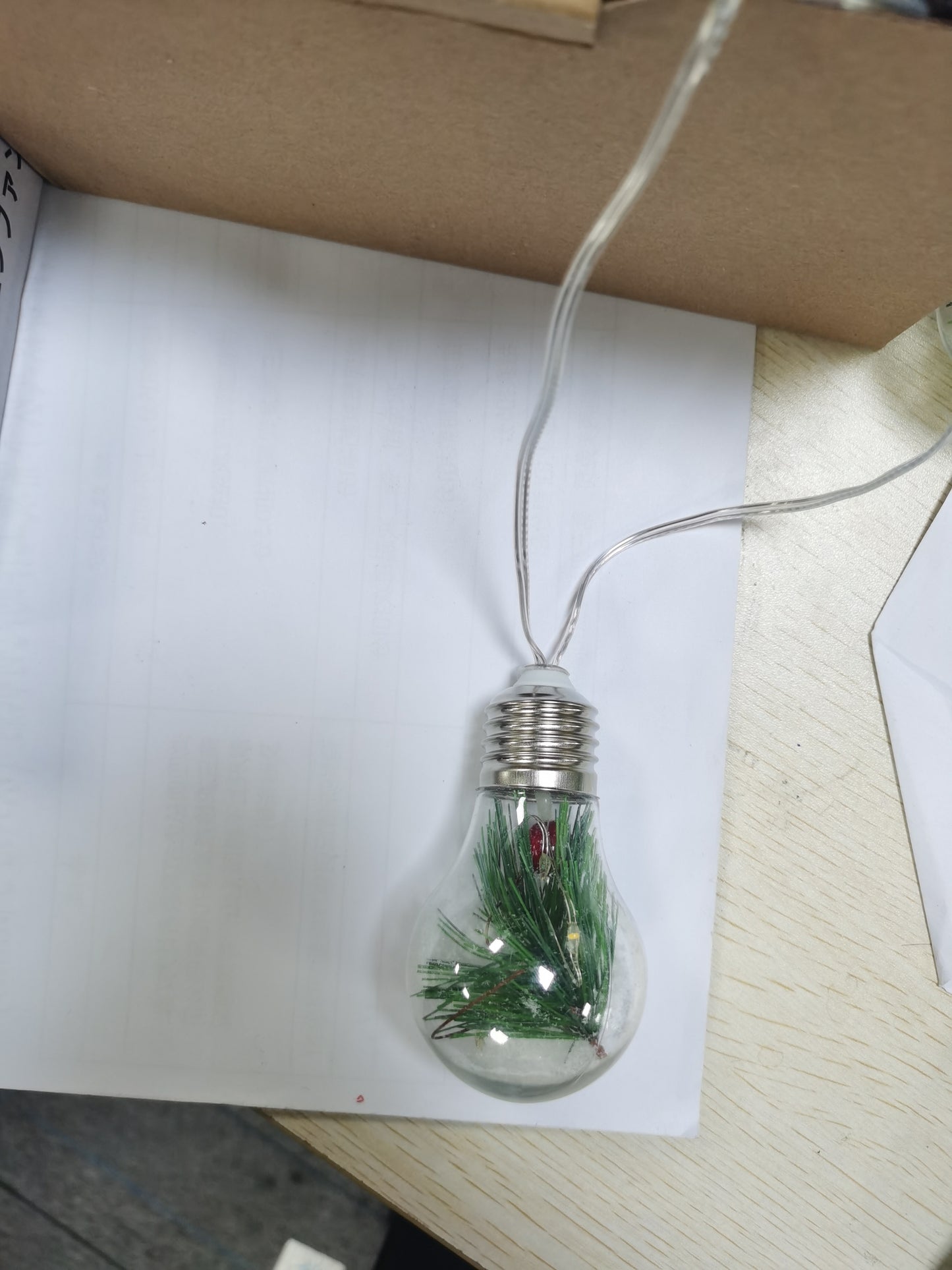 13.78FT Christmas Snow Globe String Lights — 10 LED Warm White Bulbs with Pine Needles, Snowflakes & Berries (Indoor Battery Powered)