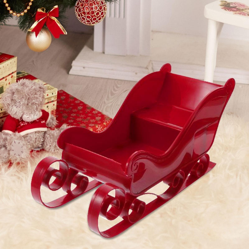 Red Santa Sleigh — Christmas Fireplace Collectible & Holiday Display Accent