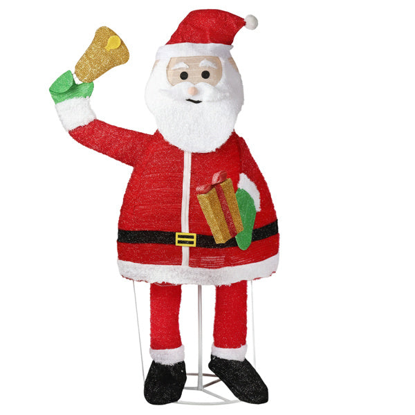 6FT Lighted Santa Claus Holding Bell – 200 LEDs, Pull-Up Holiday Display