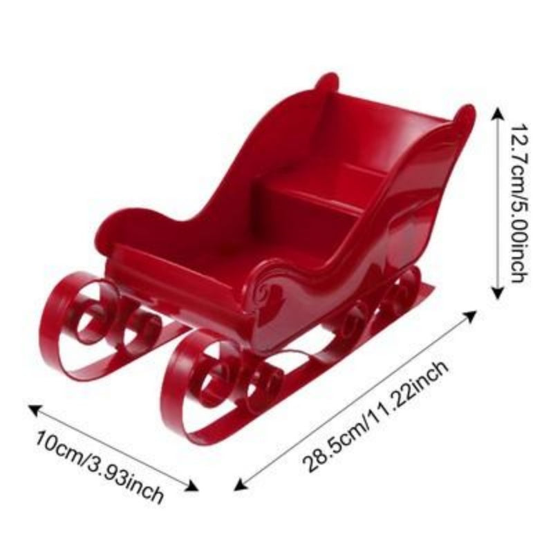 Red Santa Sleigh — Christmas Fireplace Collectible & Holiday Display Accent